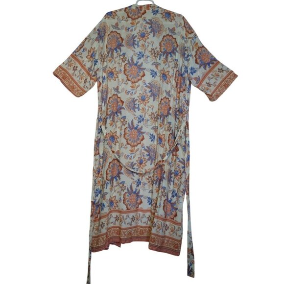 Women's Vintage Floral Print Kimono Style Tie Waist Bohemian Dress, NWT - Picture 3 of 7